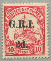 1914-15, 2d. on 10pf.,carmine, G. R. I. opt on german stamp, LPOG ...