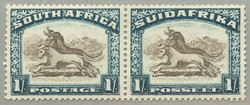 1932, 1s., brown and deep blue, horiz. pair, LPOG, very fresh and ...