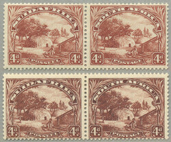 1930-44, 4d., brown (2) horiz. pairs, 1932 and 1936 redrawn version, ...