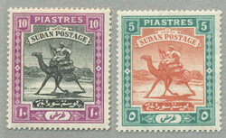 1908-11, 5pi., brown and green, 10pi., black and mauve, on chalk ...