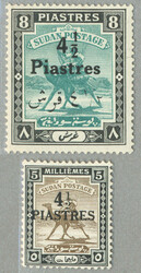 1940-41, 4 1/2 pi. on 5m., olive brown and black and 4 1/2 pi. on 8 ...