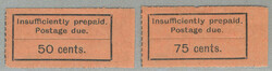 1926-30, 50c., 75c., black on orange paper, rouletted, postage due ...
