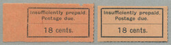 1926-30, 18c., black on orange and salmon paper (2), rouletted, ...