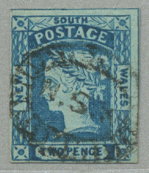 1851-5, 2 d, imperf, on grayish medium paper, used, very fresh and ...