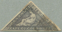 1862, 6d., slate lilac on white paper, imperforate with good to wide ...