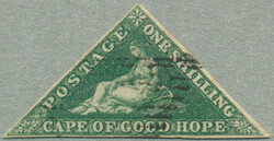 1859, 1s., deep dark green, imperforate with close to good margins, ...