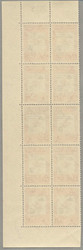 1953, 1 f., yellow-green and red-brown, part of sheet from the right ...