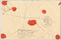 1865, 1/2a blue + 2a orange + 1a plum, printed ON HER MAJESTYS ...