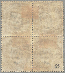 1865, 1/2a., pale blue, block of (4), cancellation on left with ...