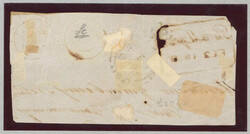1858, 1d, red on greyish paper, pair, Post Paid issue, intermediate ...