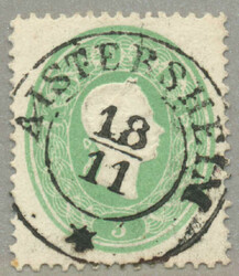 3 kr., green, AISTERSHEIM, good cancel, used, fresh and desirable, P! ...