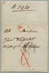 1856, 3kr, red, from MÜHLENBACH to HERMANNSTADT, cancel BLUE ...