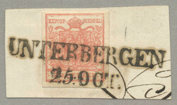 1850, 3kr, UNTERBERGEN, 12p, XF! Schätzpreis 100€.