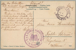 1915-18, fieldpost card from SARAJEVO to TEPLITZ, cancel KuK MILIT. ...