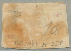 1850, 9 kr., blue and 3 kr., red on piece cancelled Brunow / 29. JUN, ...