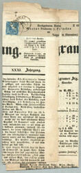 1856, 0,6 kr, blau, auf Schleife mit ganzer Zeitung - gestempelt ...