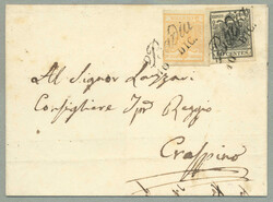 1856, 5+10c, patriotic franking on letter from Badia to Crapino, 5c ...
