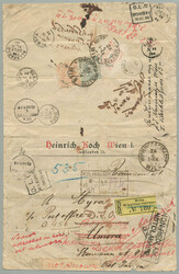 1890, 5+5+20kr, auf Reco Brief von WIEN Wipplingerstrasse nach ...