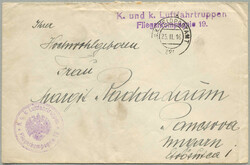 1916, Austro-Hungarian military feldpost cover, sent from k.u.k ...