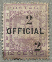 1881, 2 c on 12c, pale violet, OFFICIAL, with DOUBLE printing ...