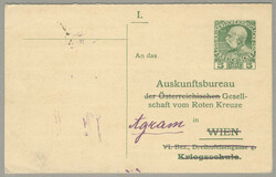 1914, from Wien to Agram, modern day Zagreb, military correspondence ...