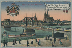 1919, from Köln to Gloucester, colorful picture postcard depicting ...