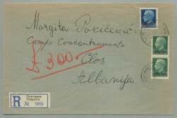 1943, from Podgorica to Clos, registered cover addressed to Margita ...