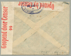 1916, 1/2d green and 1d red (2) on censored cover, perfectly tied by ...
