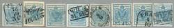 1850, 9 kr, Handpapier, Type I, kleines Lot (8), alle bestimmt, alle ...