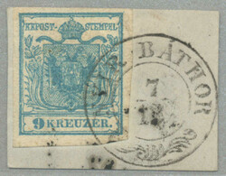 1850, 9 kr, Handpapier, Type I, Bfsk, P48, NYIR BATHOR, interessantes ...