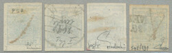 1850, 9 kr, Handpapier, Type I, (4), alle bestimmt P131, 70, 269, 27, ...