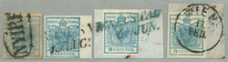 1850, kleines Lot aus (4), 9 kr, Handpapier, Type I, P10,131,197,226, ...