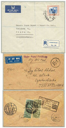 1937, 53, CZECHOSLOWAKIA incoming, (2) Airmail/registered letters ...