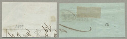 1850, 9kr, blue, Type I, (2), on pieces, CV DA TRIESTE, Müller 30p, ...