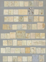 1850, great collection of (63) on three big cards, colours, types, ...