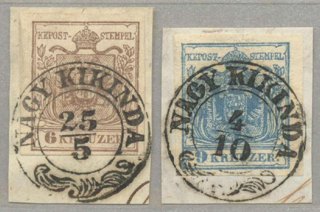 1850, 6+9kr, (2), NAGY BECSKEREK, Müller 15p, very fresh and ...
