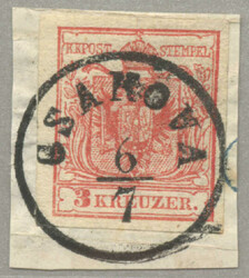 1850, used on piece, CSAKOVA, Müller 20p, very fresh and desirable, ...