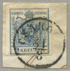 1850, used on piece, CSAKOVA, Müller 20p, close margin at bottom ...