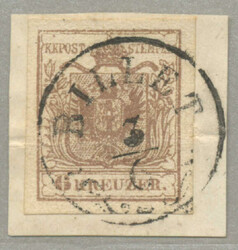 1850, on piece, used BILLET, Müller 30p, very fresh and desirable, ...