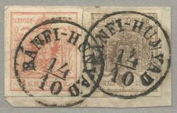 1850, 3+6kr, on piece, used BANFI-HUNYAD, Müller 25p, very fresh and ...