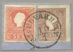 1858, 5+10kr, on piece, used SZ. UDVARHELY, Müller 12p, very fresh ...