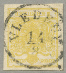 1850, 1kr, used VLEDENY, Müller 200p, very rare cancel on 1kr, ...