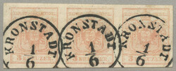 1850, 3kr, strip of (3), used KRONSTADT, Müller 3p, very fresh and ...