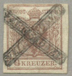 1850, 6kr, brown, twice crosswise cancel SZAMOS UIVAR, Müller 800p, ...