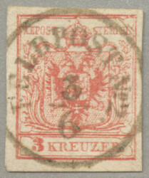 1850, 3 kr, carmine, cancel FELDPOST No 2 that relates to ...