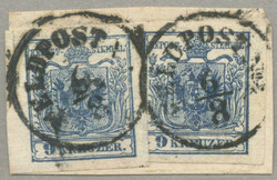 1850, 9 kr., (2), dark blue, HIIIb, FELDPOST Nr. 4, 6/8, Müller ...