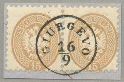 1863/64, 15 sld, brown, pair, GIURGEVO, Müller 35p, cert. ...
