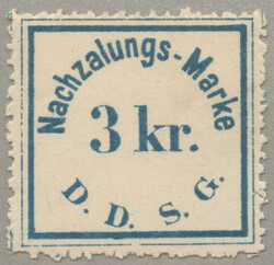 1880-1900, 3 kreuzer DDSG postage due issue in blue inscribed ...