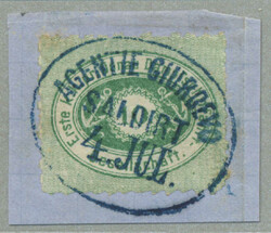 1866/68, 10 kr, green, with a neatly strike of AGENTIE GIURGEVO in ...