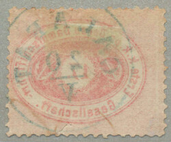 1866/68, 17 kr, scarlet, with a neatly strike of CALAFAT in blue, ...